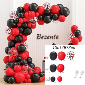 Mocsicka 97pcs Red and Black Birthday Party Decoration Balloon Arch Set