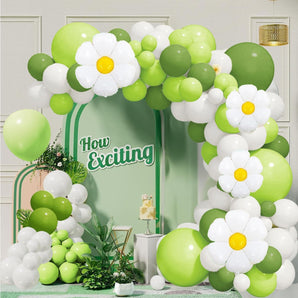 Mocsicka 139pcs Olive Green Daisy Party Decoration Balloon Arch Set