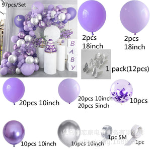 Mocsicka 129pcs Purple and Pink Butterfly Party Decoration Balloon Arch Set