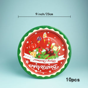 Mocsicka Party Christmas Dinner 9 inch Paper Plate A Christmas Decor