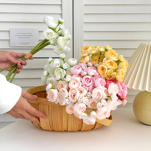 Mocsicka Mini Bud Artificial Flower Bouquet Home and Wedding Decoration