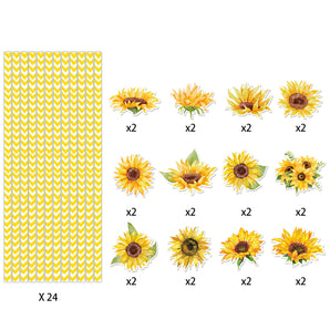 Mocsicka 48pcs Sunflower Themed Party Straw Supplies