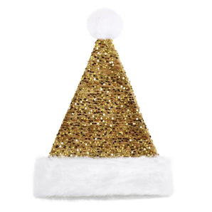 Mocsicka Party Double Layer Sequined Plush Santa Hat Christmas Decor