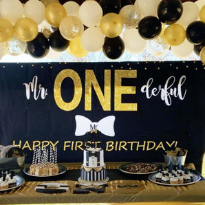 Mocsicka Black and Golden Dots 1st Birthday Party Props Custom Backdrops