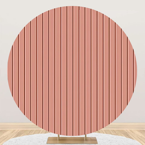 Mocsicka Light Grayish Red Orange Wooden Board Round Cover Backdrop