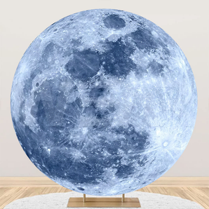 Mocsicka Gray Moon Surface Party Round Cover Backdrop