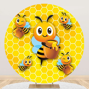 Mocsicka Sweet Bee Kids Birthday Party Round Cover Backdrop