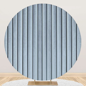 Mocsicka Blue Gray Wood Plank Texture Round Backdrop Cover