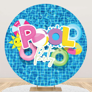 Mocsicka Summer Pool Party Round Cover Backdrop