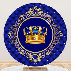 Mocsicka Royal Blue Crown Birthday Party Decoration Round Cover Backdrop