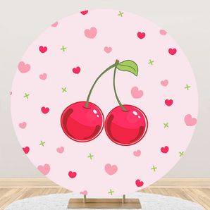 Mocsicka Sweet Little Cherry Happy 1st Birthday Party Round Cover Backdrop