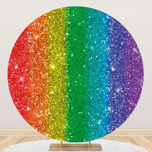 Mocsicka Colorful Glitter Rainbow Colors Round Cover Backdrop