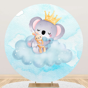 Mocsicka Baby Boy Koala Baby Shower Party Round Cover Backdrop