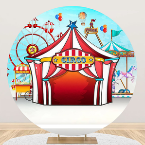 Mocsicka Ferris Wheel Amusement Park Circus Theme Party Round Cover Backdrop