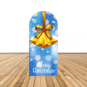 Mocsicka Gold Bell Merry Christmas Double-printed Arch Cover Backdrop