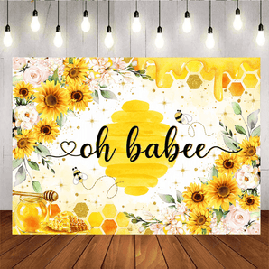 Mocsicka Sunflowers Oh Babee  Baby Shower Party Backdrops