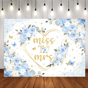 Mocsicka Blue Boho Miss to Mrs Bridal Shower Backdrop