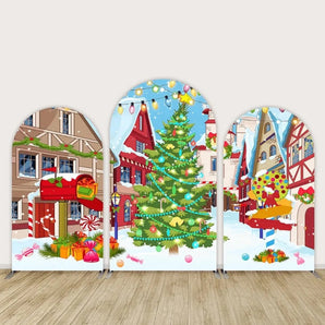 Mocsicka Christmas Double-printed Arch Cover Backdrop