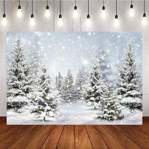 Mocsicka Pure White Snowy Pine Tree Christmas Background