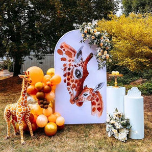 Mocsicka Giraffe Double-printed Arch Cover Backdrop for Party Decor