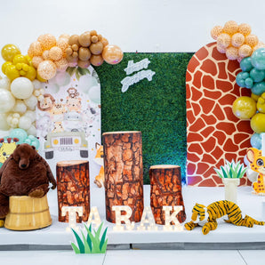 Mocsicka Safari Theme 2pcs Double-printed Birthday Party Chiara Cover Backdrop