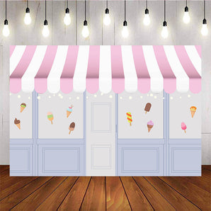 Mocsicka Ice Cream Shop Theme Birthday Party Baby Shower Back Drops-Mocsicka Party