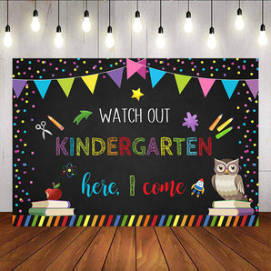 Mocsicka Watch Out Kindergarten Backdrop Colored Dots and Pennant Background-Mocsicka Party