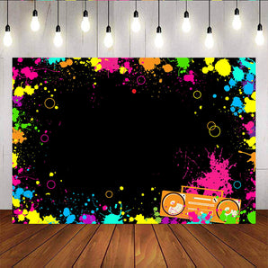 Mocsicka Graffiti Splash and Retro Radio Happy Birthday Party Backdrops-Mocsicka Party