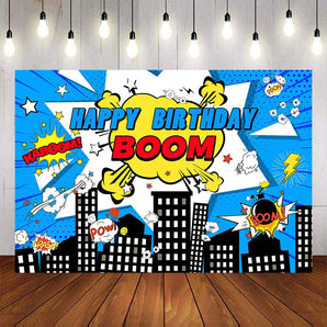 Mocsicka Building Boom Night Landscape Photo Backdrop Kids Birthday Party Decor-Mocsicka Party