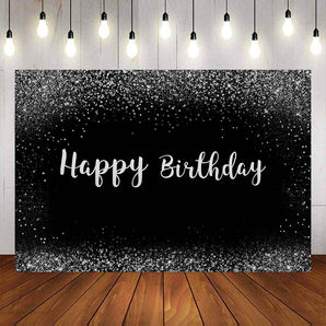 Mocsicka Black With Sequin Bokeh Happy Birthday Backdrop-Mocsicka Party