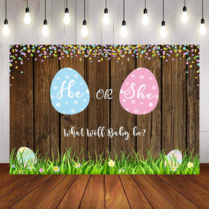 Mocsicka He or she Eggs and Grassland Gender Reveal Background-Mocsicka Party