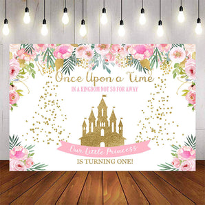 Mocsicka Golden Castle and Flowers First Birthday Party Backgrounds-Mocsicka Party