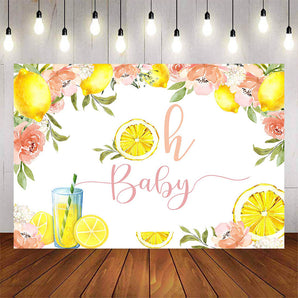 Mocsicka Lemon Flowers Baby Shower Party Back Grounds-Mocsicka Party