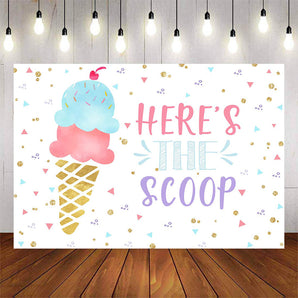 Mocsicka Here's the Scoop Ice Cream Theme Baby Shower Backdrop-Mocsicka Party