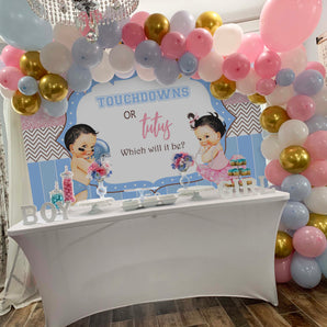 Mocsicka Touchdowns or Tutus Gender Reveal Baby Shower Back Drops-Mocsicka Party