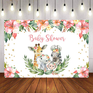 Mocsicka Little Animals and Spring Floral Baby Shower Backdrop-Mocsicka Party