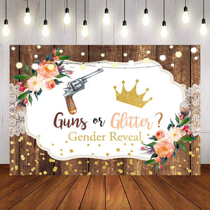 Mocsicka Guns or Glittes Gender Reveal Baby Shower Backdrop-Mocsicka Party