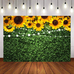 Mocsicka Sunflowers and Green Leaves Party Backgrounds