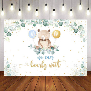 Mocsicka We can Bearly Wait Cute Bear Baby Shower Party Background-Mocsicka Party