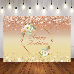 Mocsicka Pinik Shining Dots and Flowers Happy Birthday Backdrop-Mocsicka Party