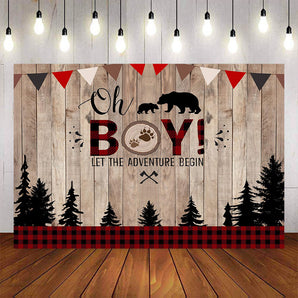 Mocsicka Let The Adventure Begin Oh Boy Baby Shower Backdrop-Mocsicka Party