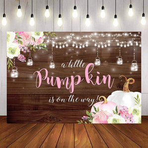 Mocsicka Flowers and Pumpkin Baby Shower Party Backdrop-Mocsicka Party