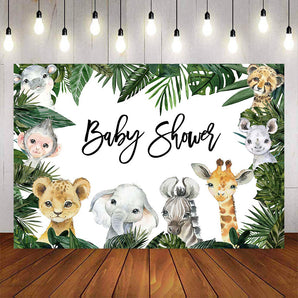 Mocsicka Plam Leaves and Wild Animals Baby Shower Backgrounds-Mocsicka Party