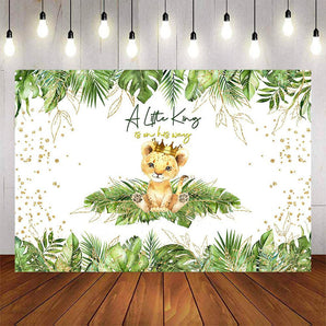 Mocsicka Little Lion King and Plam Leaves Baby Shower Backdrop-Mocsicka Party