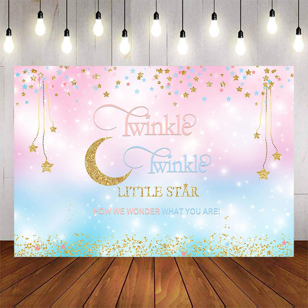 Mocsicka Pink and Blue Twinkle Little Star Baby Shower Backdrop ...