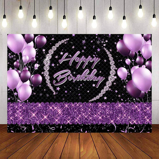 Mocsicka Purple Balloons and Ribbon Happy Birthday Backdrop – Mocsicka ...