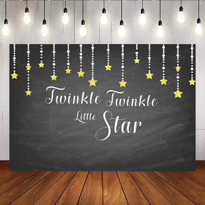 Mocsicka Twinkle Little Stars Baby Shower Party Prop Blackboard Golden Stars Photo Backdrop-Mocsicka Party