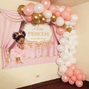 Mocsicka Little Princess on Her Way Baby Shower Backdrop Gold Pink Photo Background-Mocsicka Party