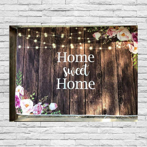 Mocsicka Sweet Home Party Backdrop Wooden and Flowers Backdrops-Mocsicka Party