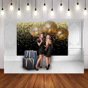 Mocsicka Black and Golden Dots Theme Party Backdrop-Mocsicka Party